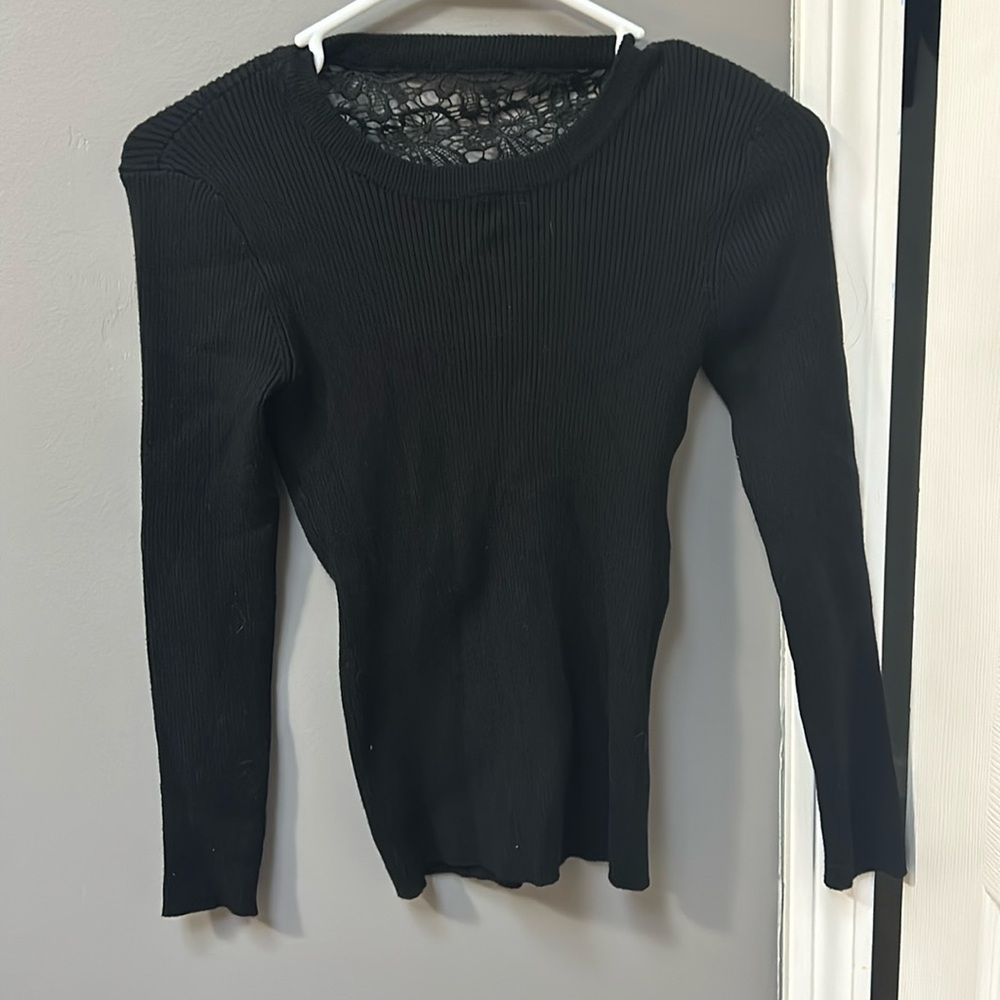 Black lace back top